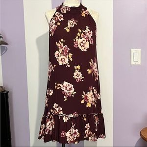 Target Xhilaration Burgundy Pink Flower Lg Sleeveless Dress